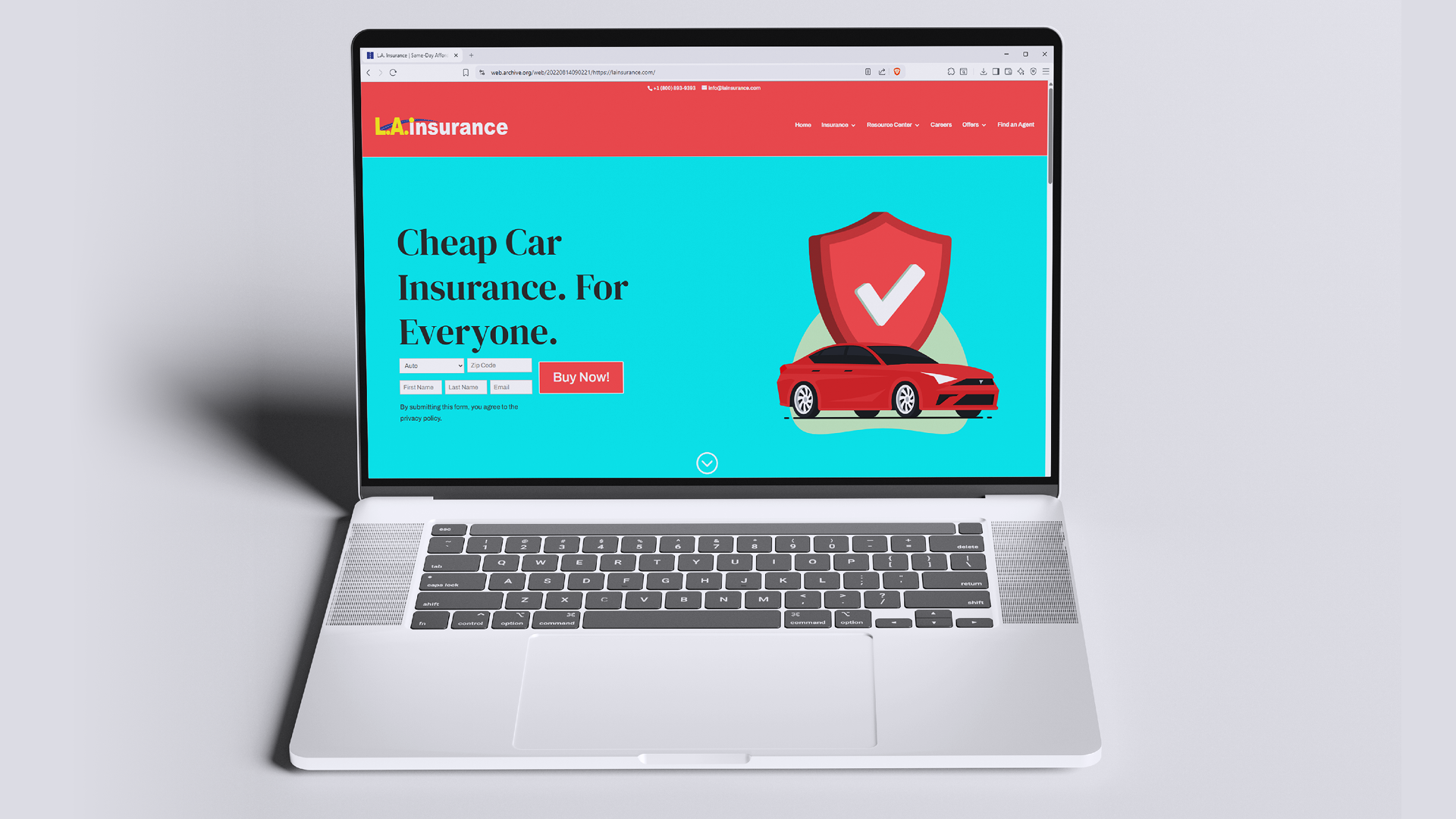 L.A. Insurance's website, after Erik Mumm took over as Webmaster and Digital Media Specialist