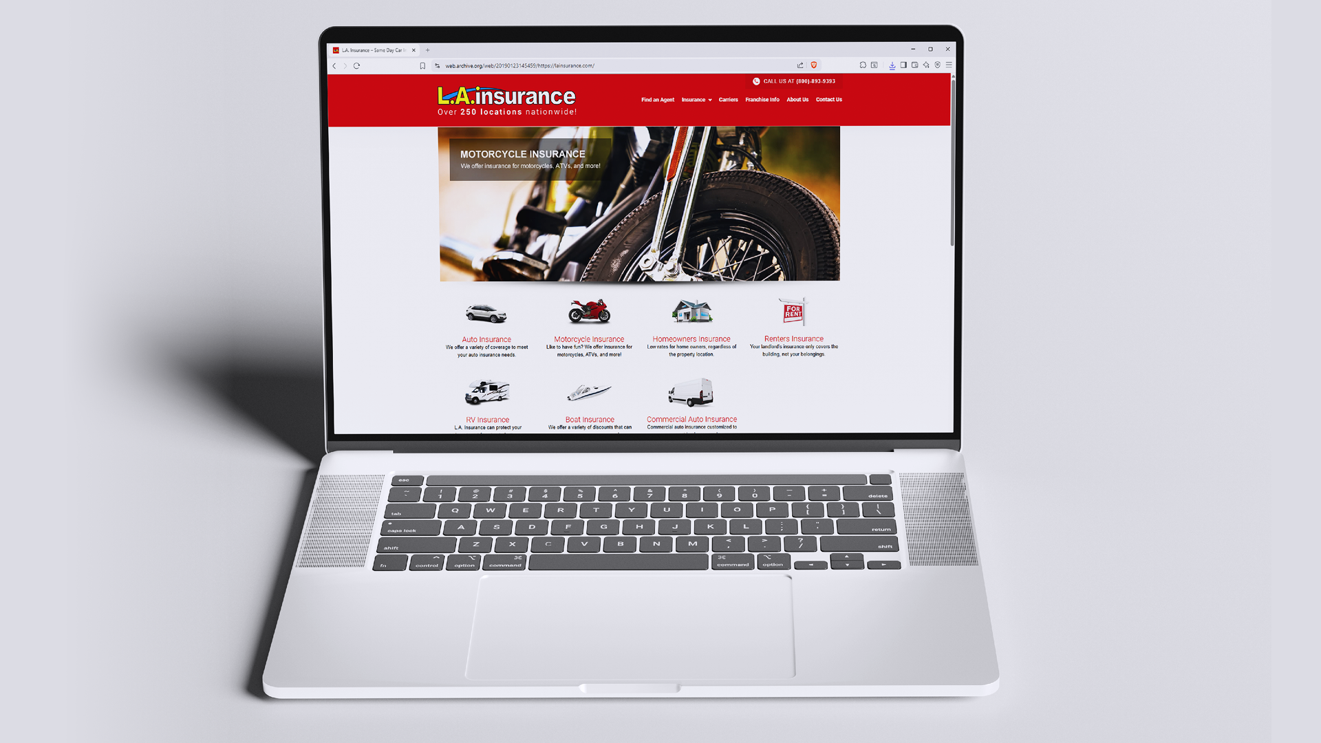 L.A. Insurance's website, before Erik Mumm took over as Webmaster and Digital Media Specialist